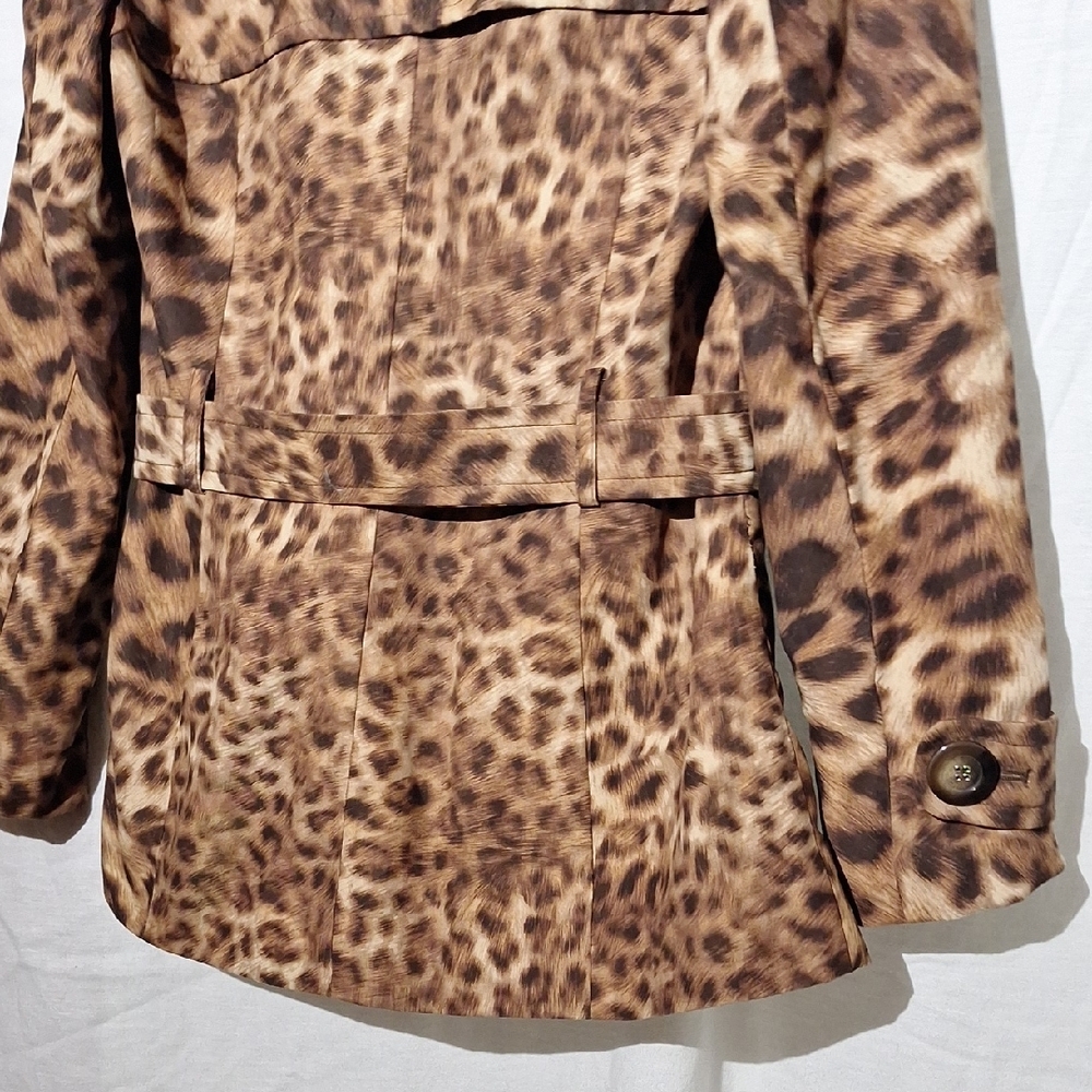 Animal Print Trench Coat, Short With Belt Sz 4, NWOT - Picture 12 of 16